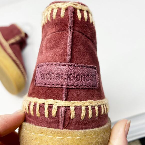 Anthro Laidback London Maroon Suede Shenje Chukka Boots EU 42 Lace Up Handmade - Picture 8 of 11
